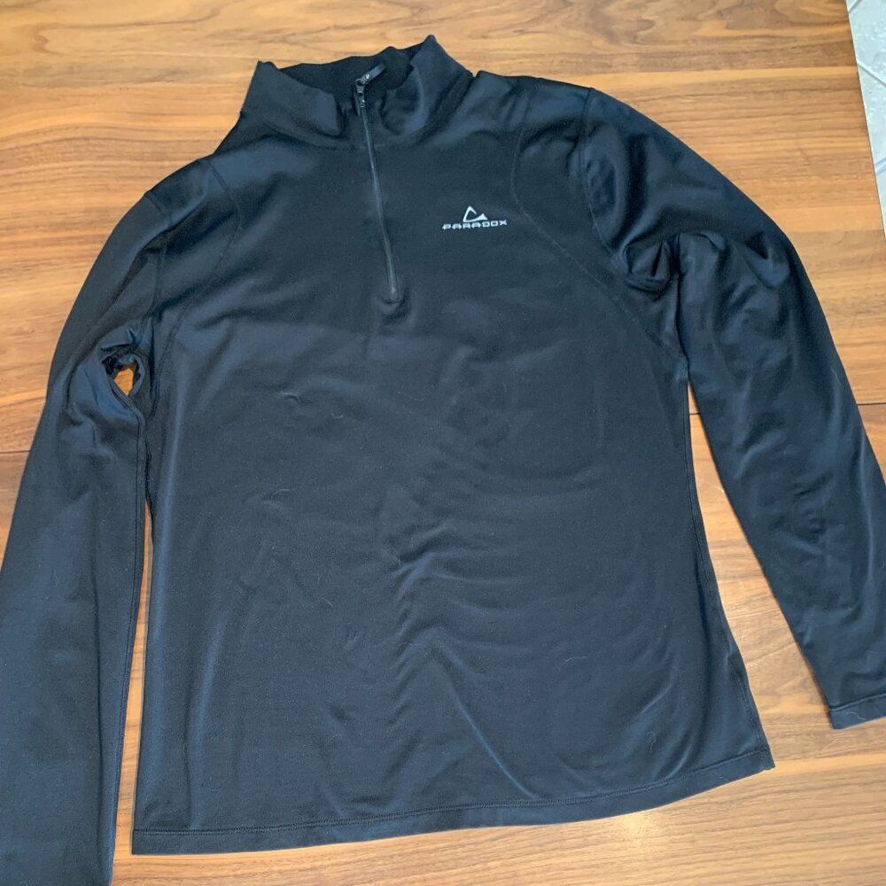 Paradox long sleeved pull on shirt, women's M, black 1/4 zip mock turtle neck